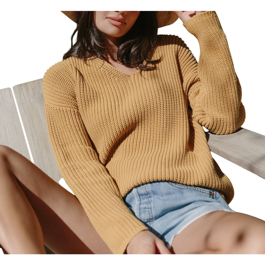 Jenni Kayne Gold Cotton Cabin Sweater Size XS