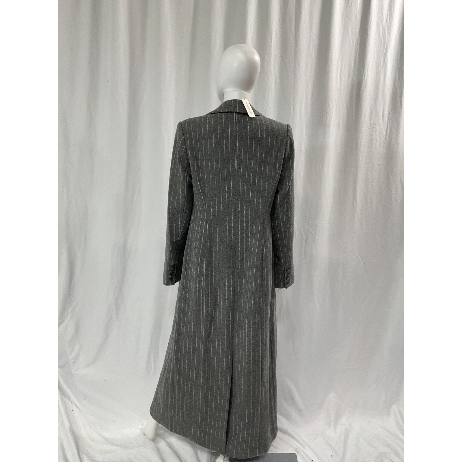 Favorite Daughter 'The Simon' Grey Pinstripe Double Breasted Longline Coat Size M - NWT