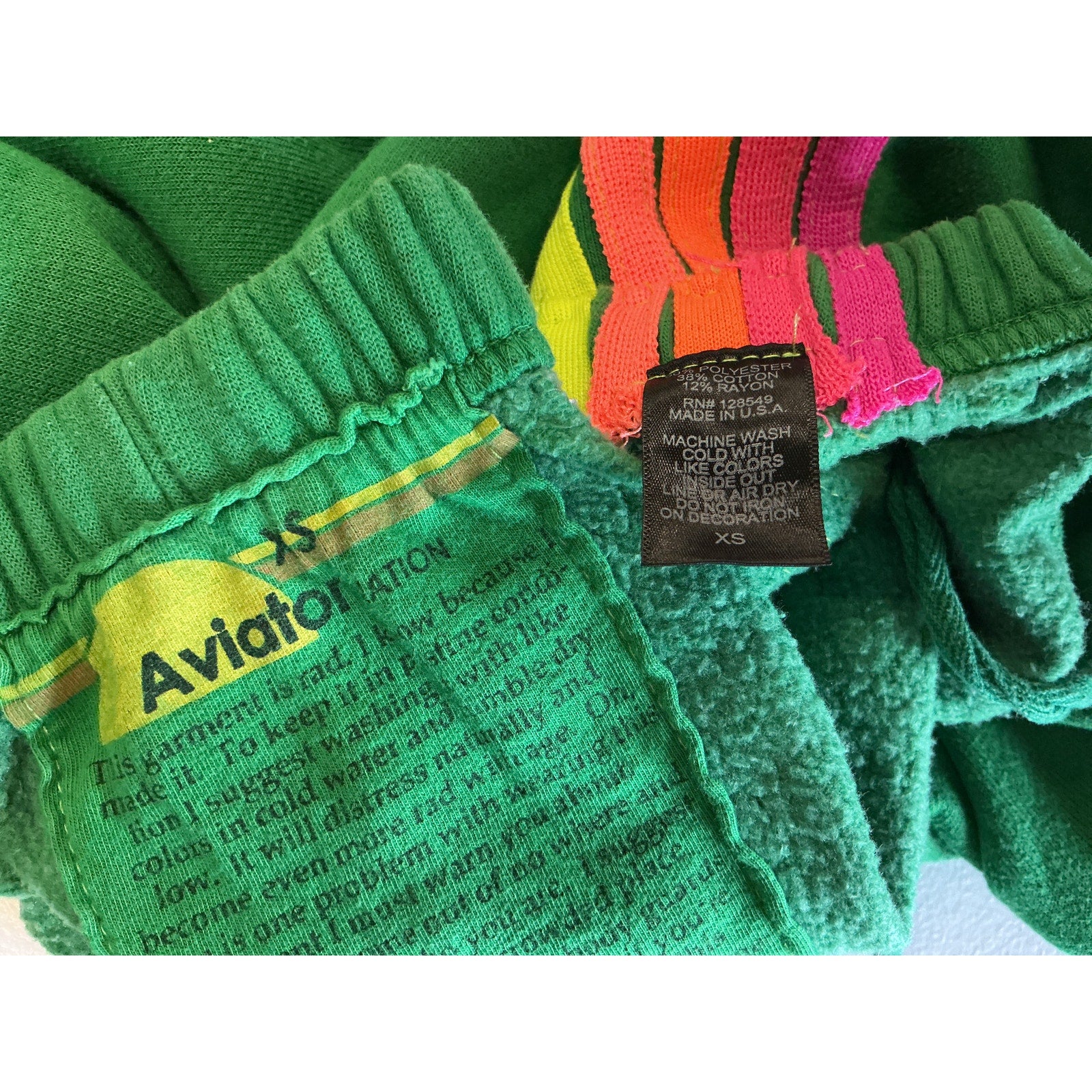 Aviator Nation x Revolve Green Polyester 5 Stripe Sweatpant Size XS