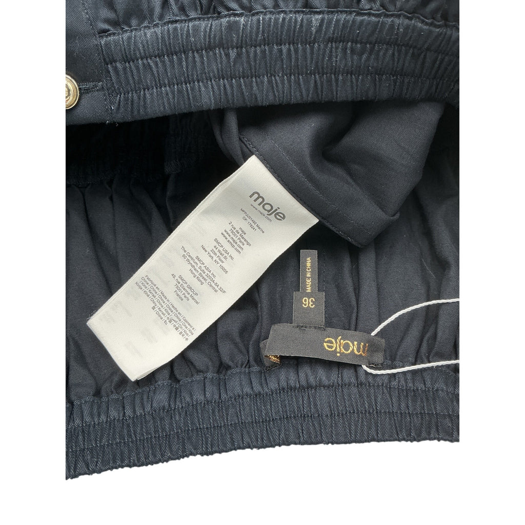 Maje Black Cotton Mini Elasticated Waist Skirt Size 36