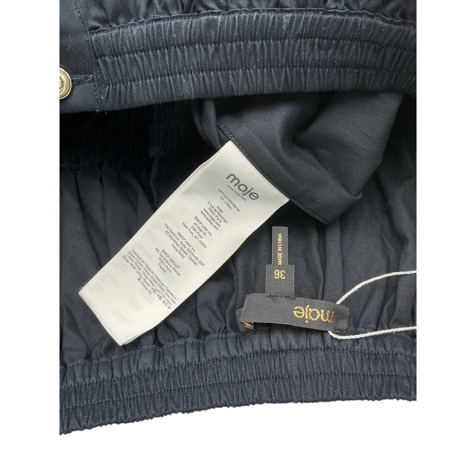 Maje Black Cotton Mini Elasticated Waist Skirt Size 36