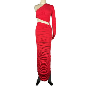 Alex Perry Sleek Tangerine Channing Ruched One Shoulder Knot Column Dress Size 8 UK / US 4