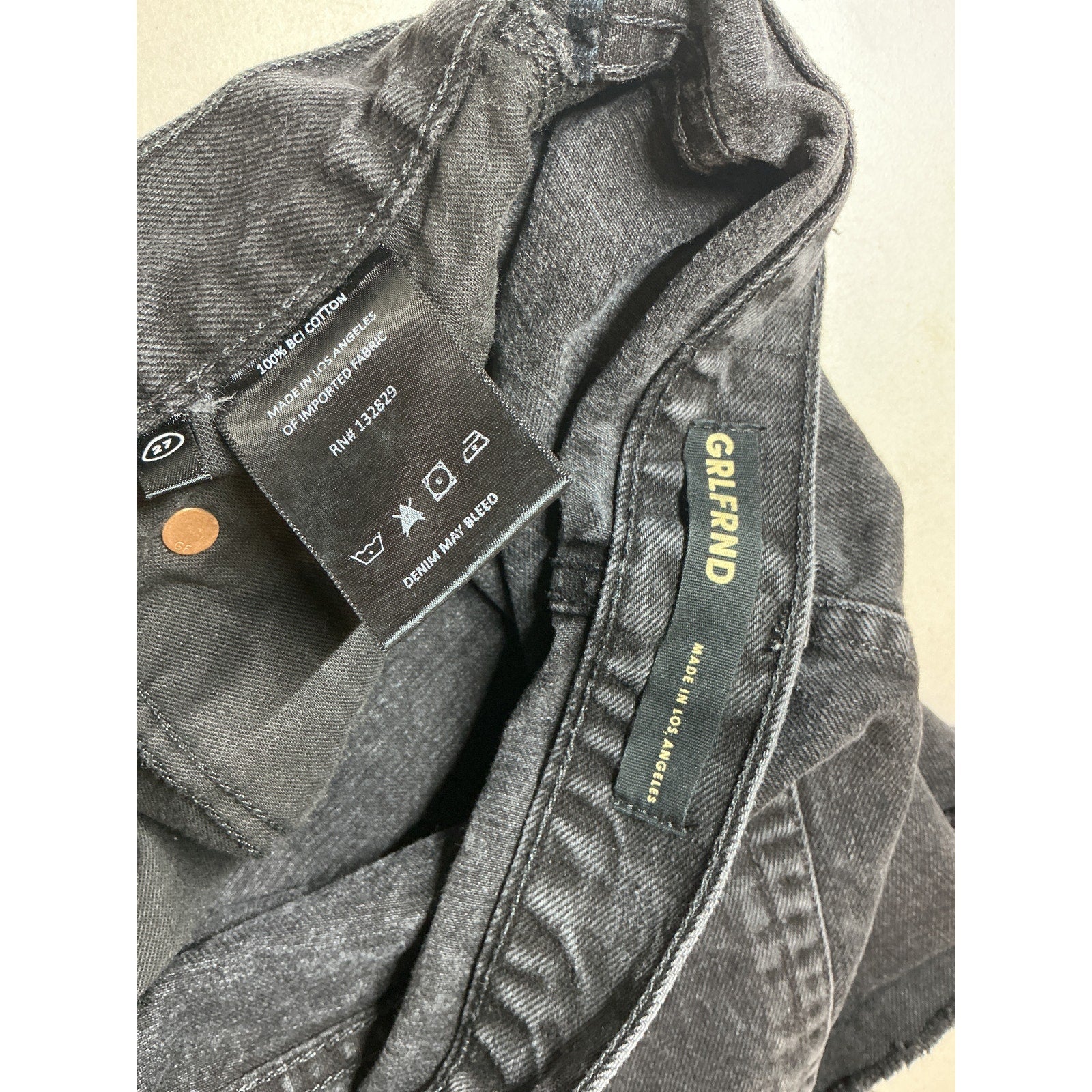 Grlfrnd 'Jules' Black Cotton Super High Rise Vintage Short Size 27