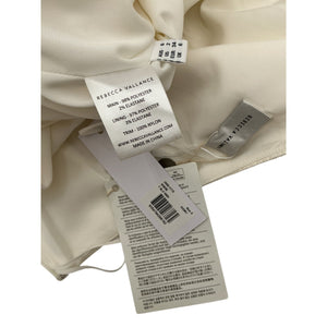 Rebecca Vallance Asymmetric Cream One Shoulder Cloque Midi Dress Size 2