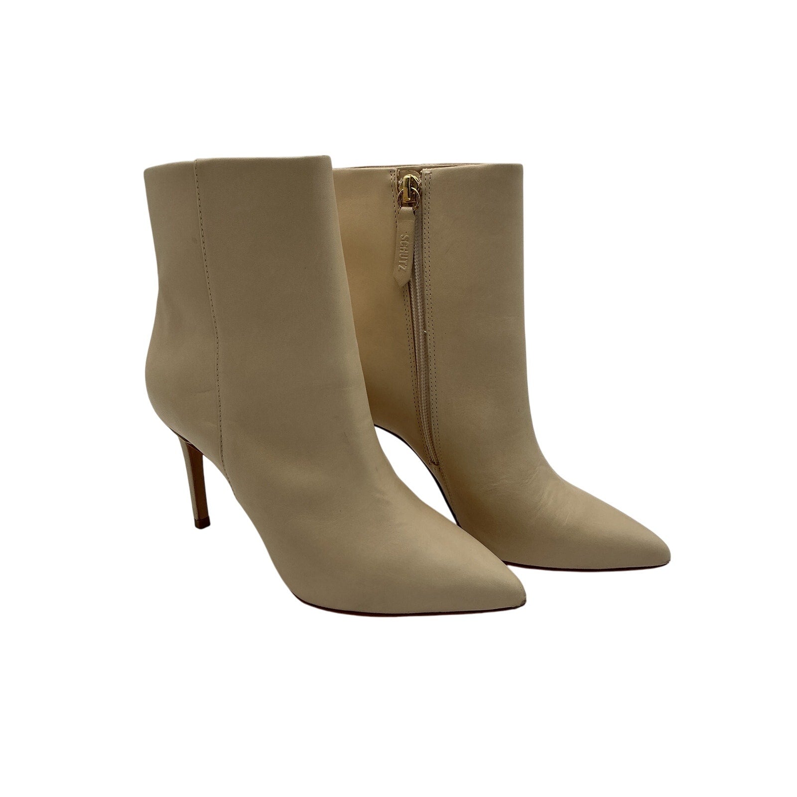 Schutz 'Mikki' Beige Leather Booties Size 5B