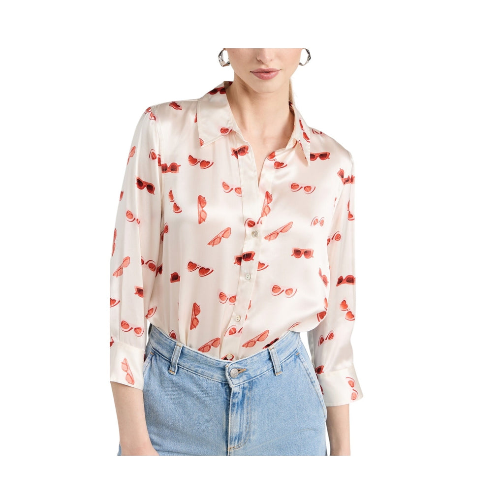 L'Agence 'Dani' Beige Silk 3/4 Sleeve Blouse Size XS