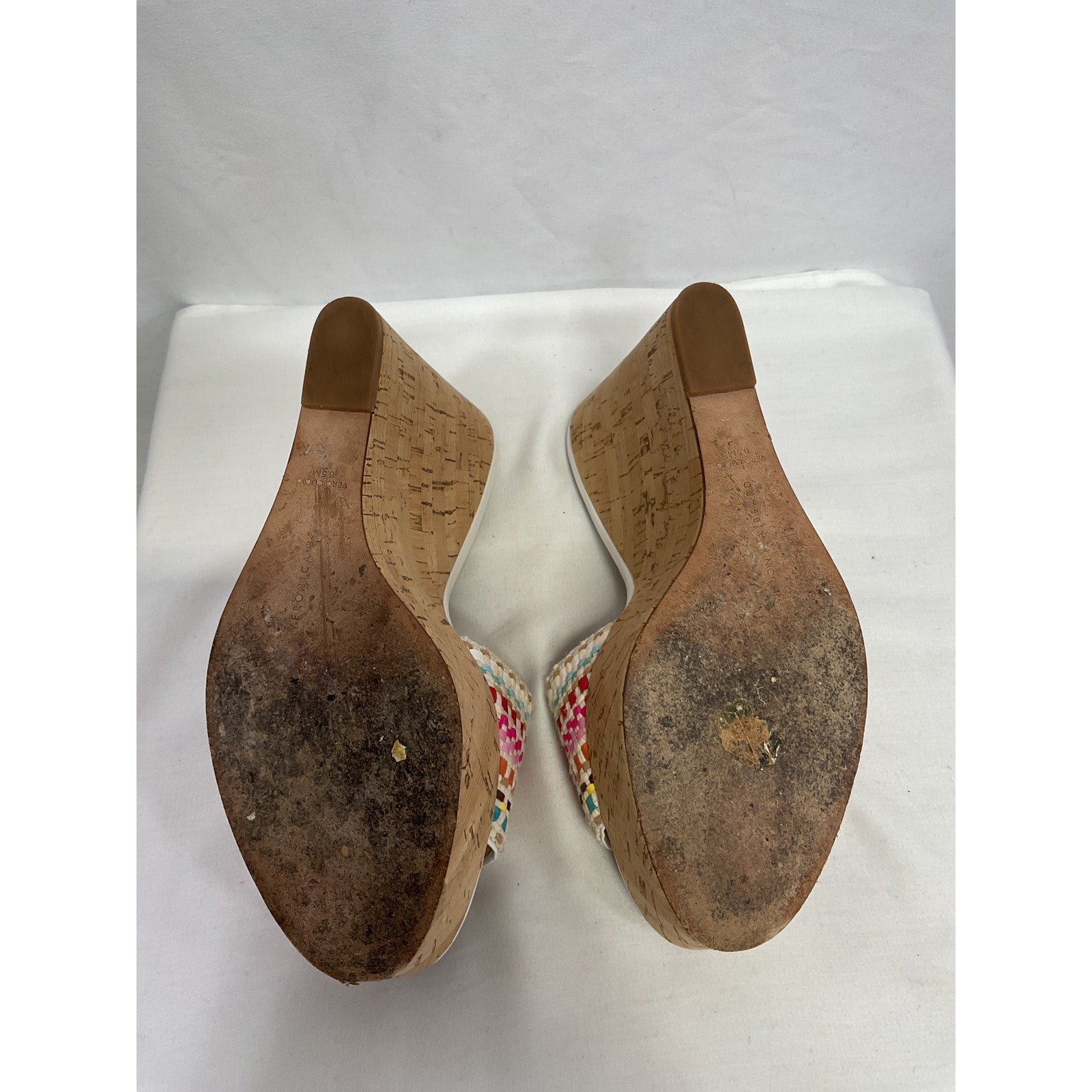 Veronica Beard 'Dali' Brown Leather Raffia Wedge Open Toe Sandals Size 6.5