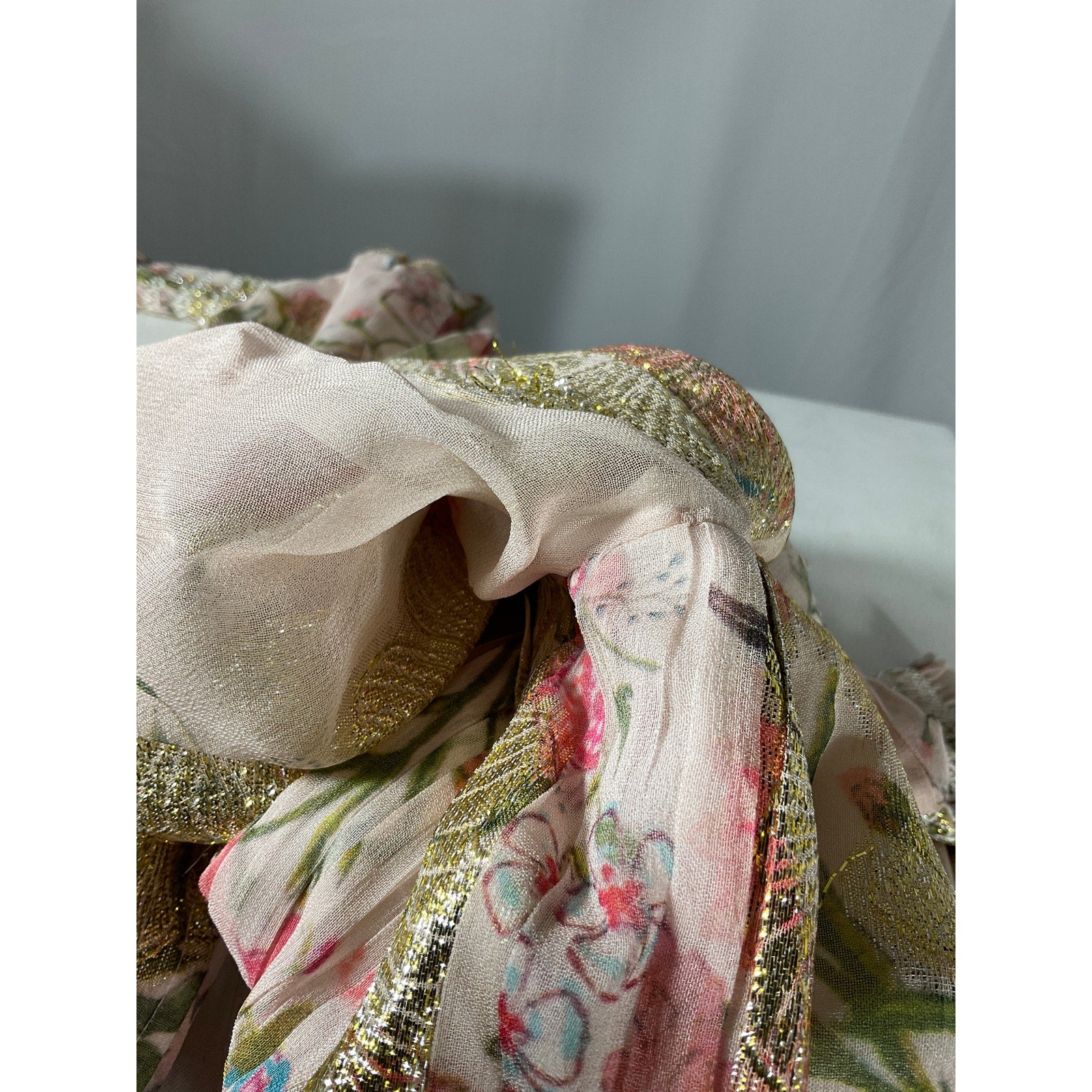 Hemant And Nandita 'Pria' Pink Long Sleeve Maxi Dress Size M