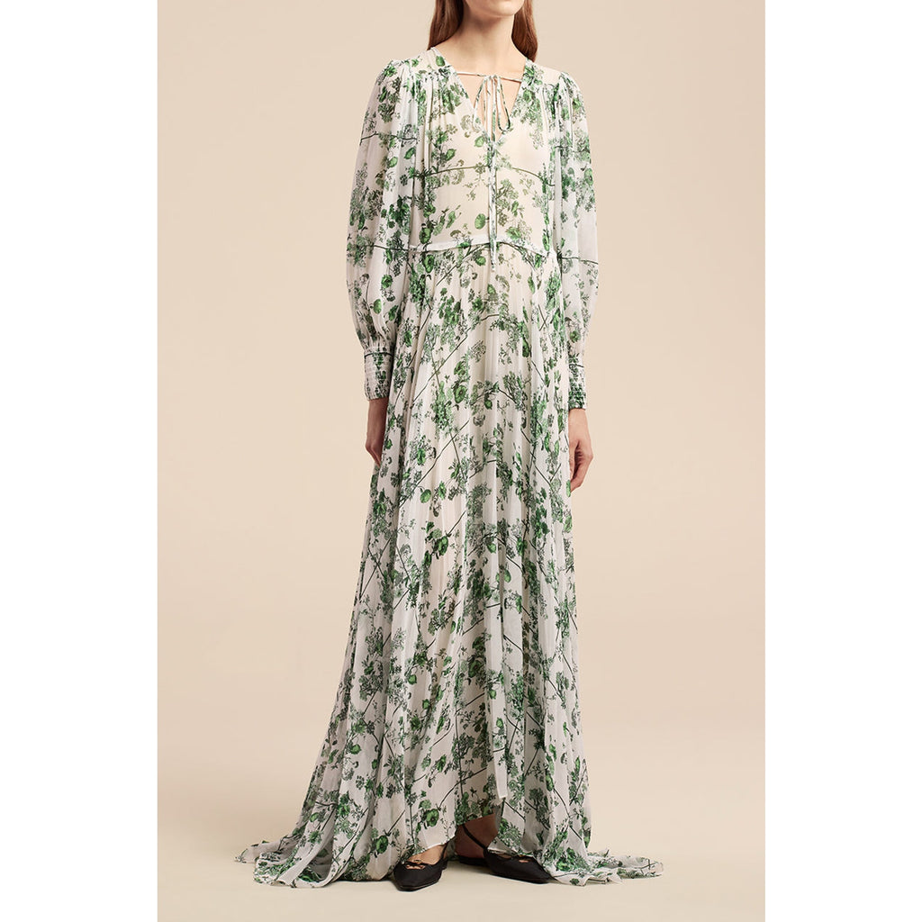 Rebecca Taylor 'Conservatory' Green Viscose Fleur Tie Front Pleated Dress Size XL