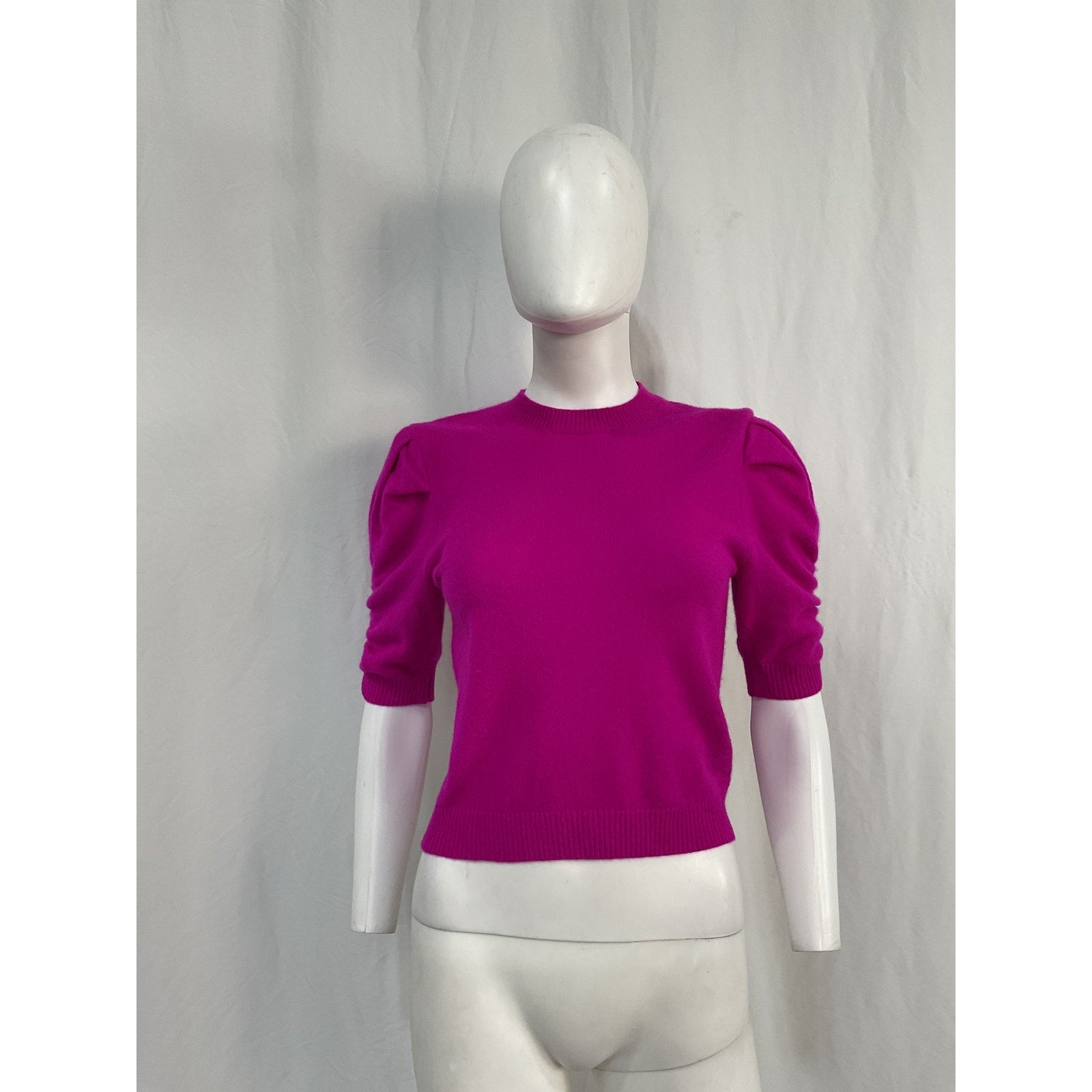 Frame Ruched Sleeve Pink Cashmere Sweater Size XS