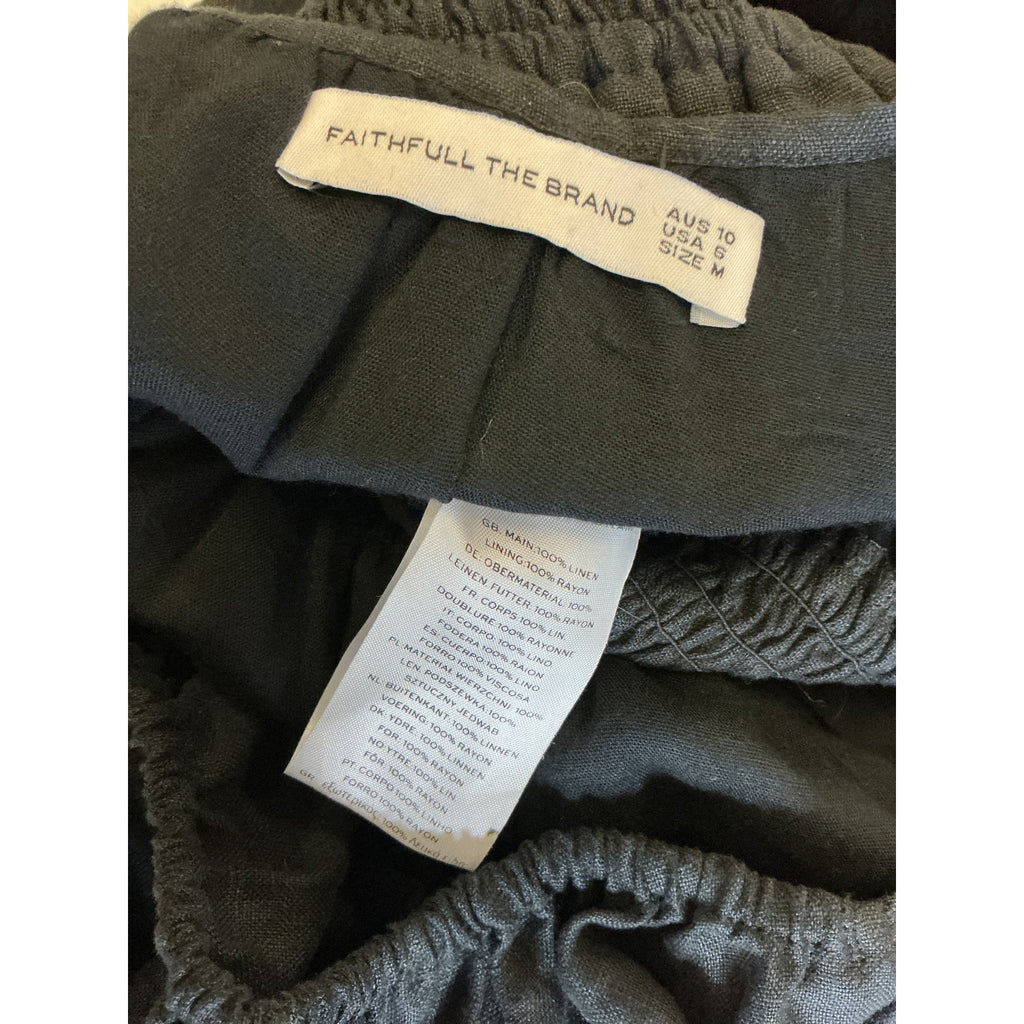 Faithfull The Brand 'Kinsley' Black Linen Top Size M