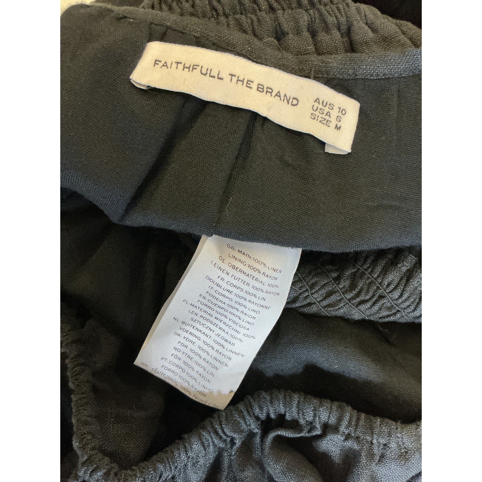 Faithfull The Brand 'Kinsley' Black Linen Top Size M