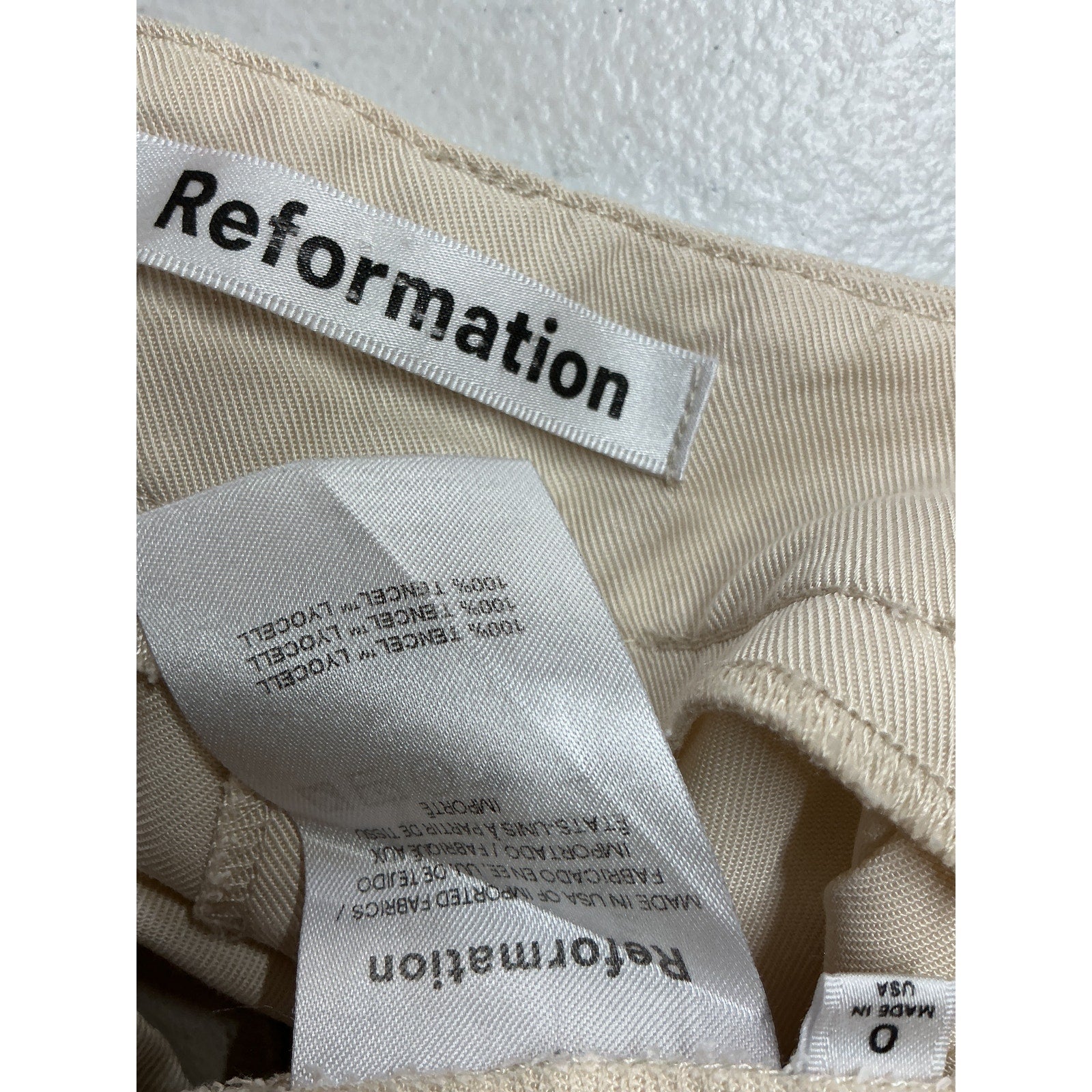 Reformation 'Mason' White Tencel Lyocell Pant Size 0