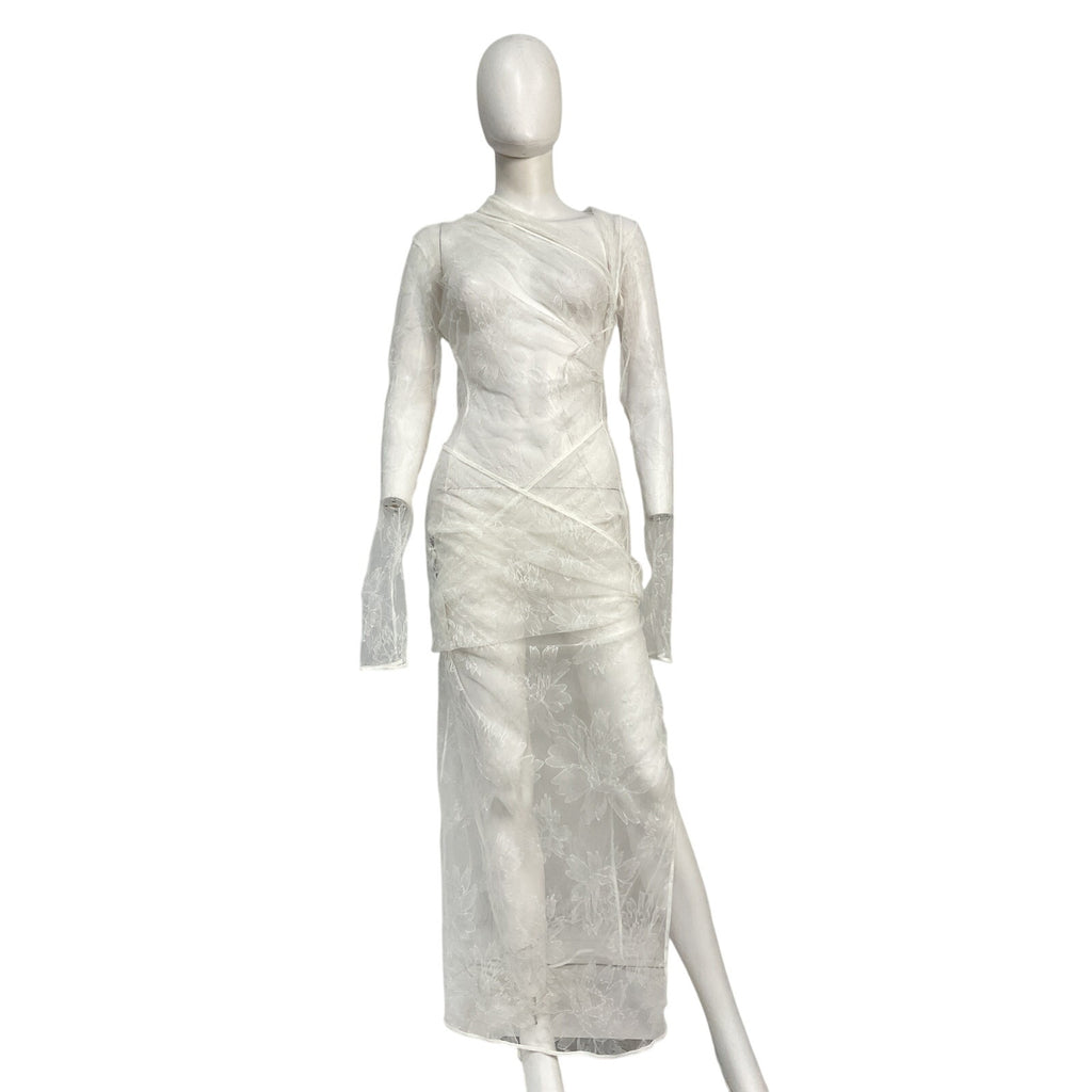 Jacquemus Le Papier 'La Robe Piombone' White Polyamide Maxi Dress Size 44