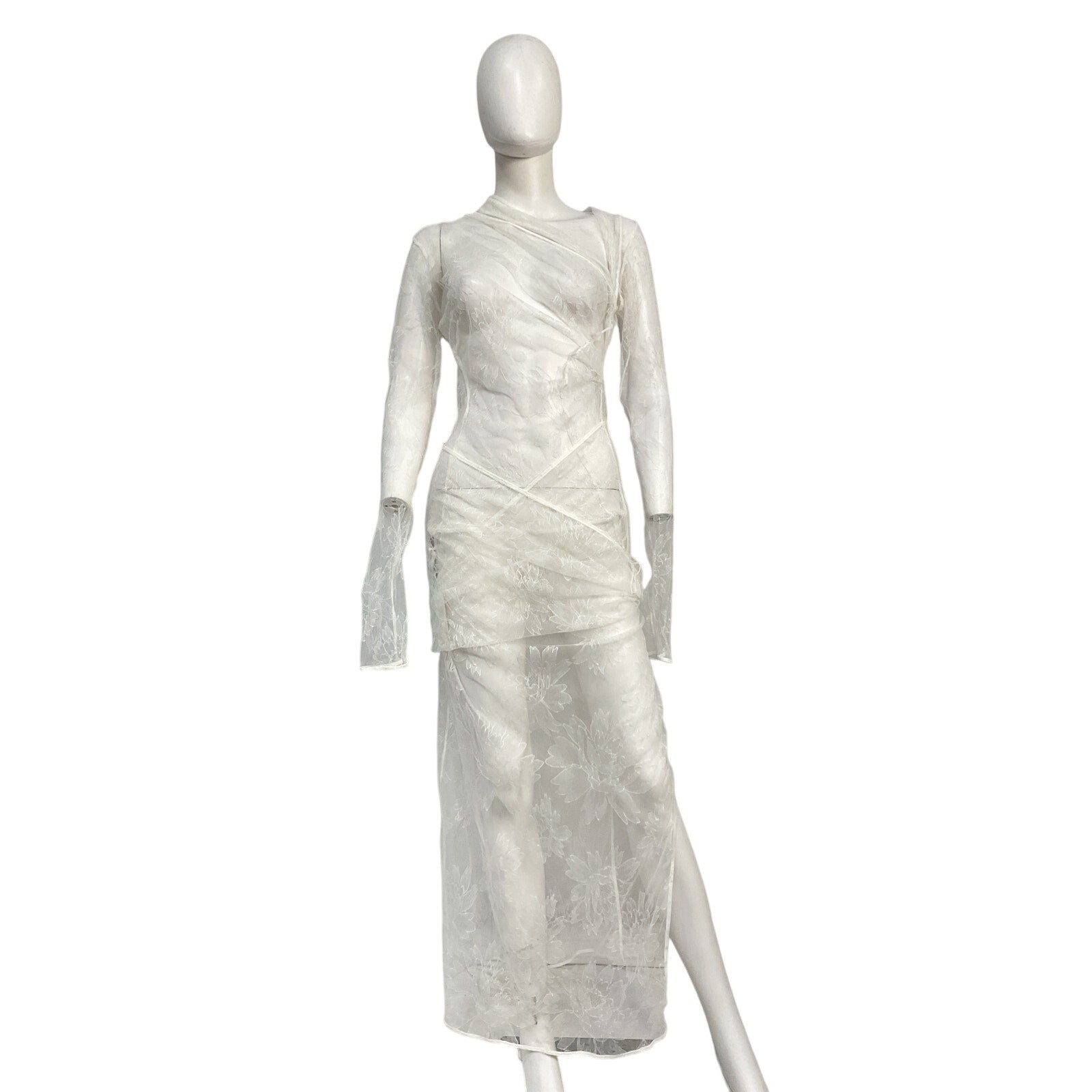 Jacquemus Le Papier 'La Robe Piombone' White Polyamide Maxi Dress Size 44
