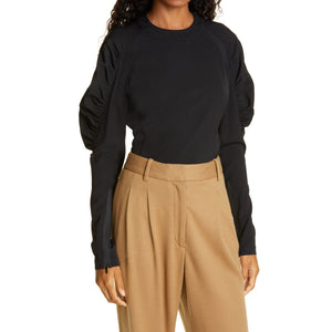 Rag & Bone Stephanie Black Viscose Puff Sleeve Blouse Size 2