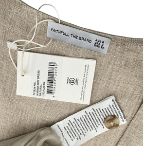 Faithfull The Brand Button Front Tan Marinia Mini Dress Size 2