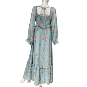 Hatch Floral Blue Smocked Empire Maxi Dress Size L