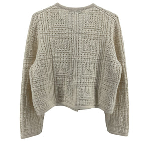 Nili Lotan Textured Ivory Harry Cardigan Size L