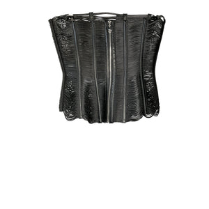 Miaou 'Hannah' Black Polyurethane Jewett Edition Flux Corset Size XS