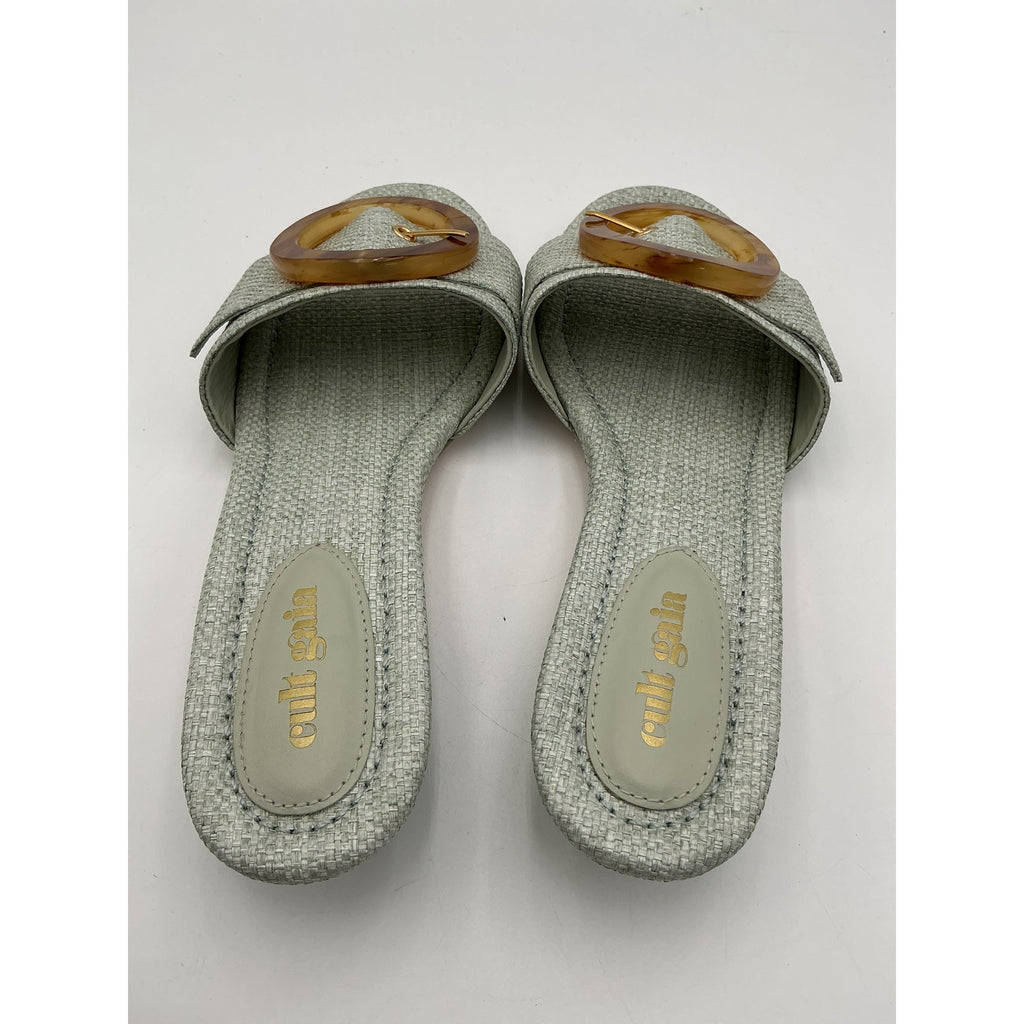 Cult Gaia 'Nelly' Green Raffia Sandal Size 38