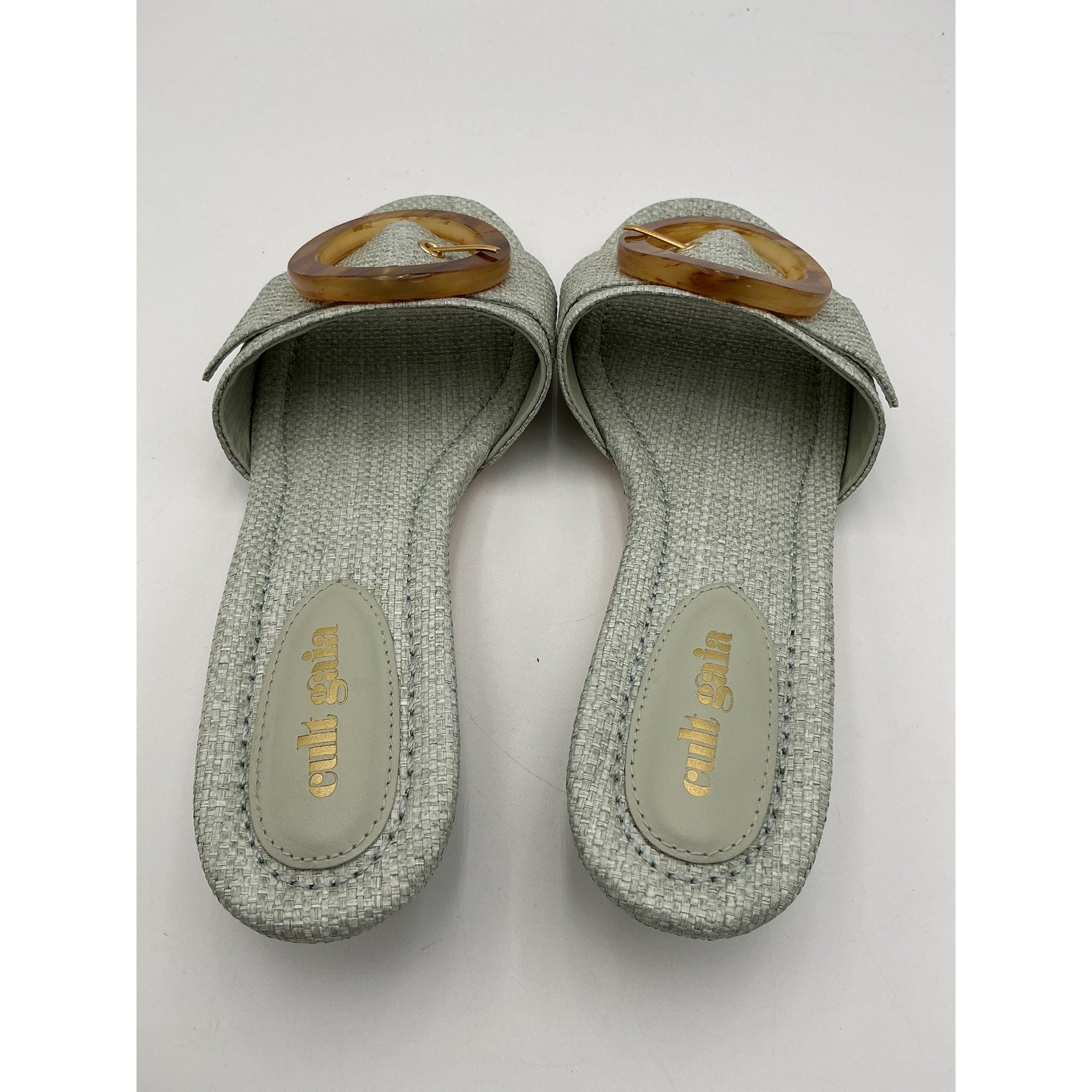 Cult Gaia 'Nelly' Green Raffia Sandal Size 38