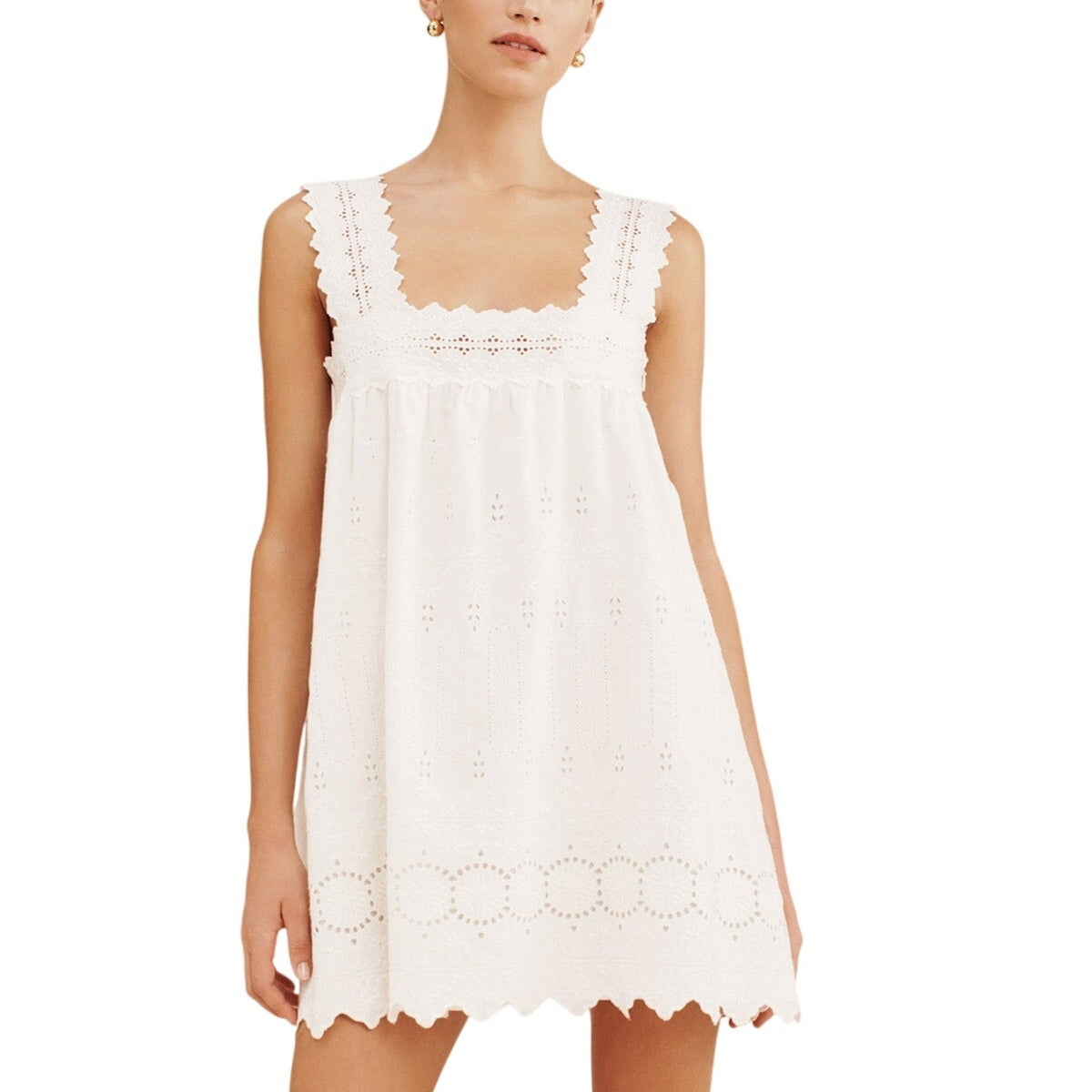 Posse Embroidered White Amelia Mini Dress Size M