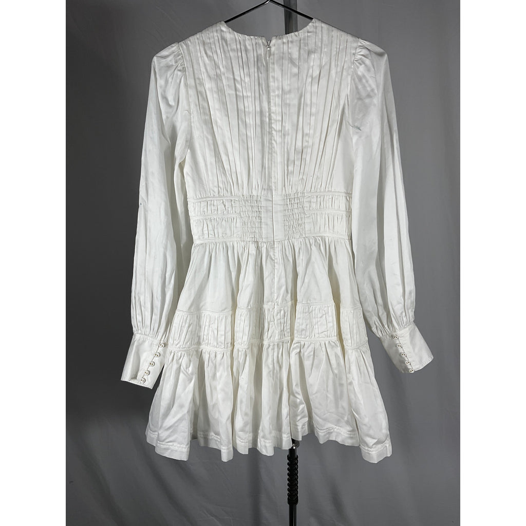 Aje 'Fallingwater' White Cotton Ruched Mini Dress Size 6
