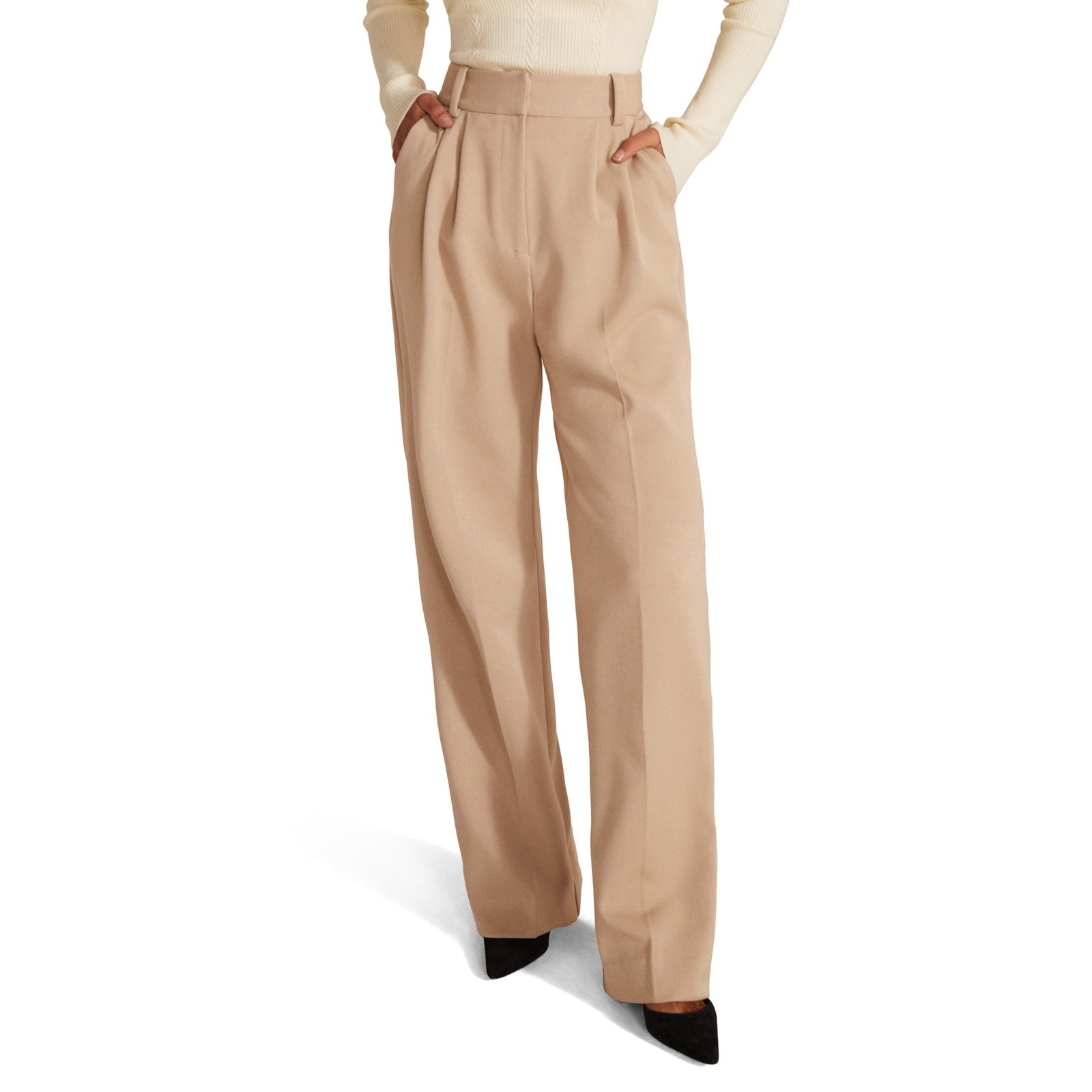 Favorite Daughter 'The Favorite' Beige Polyester Pleat Pants Size 6
