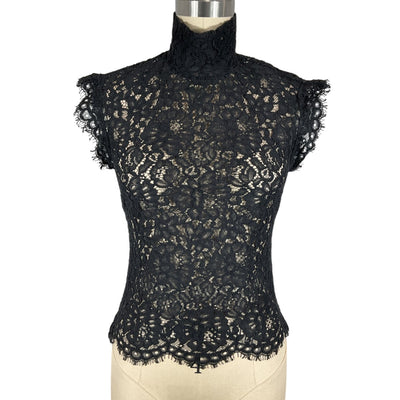 L'Academie Lacy Black Zelie Top Size XS