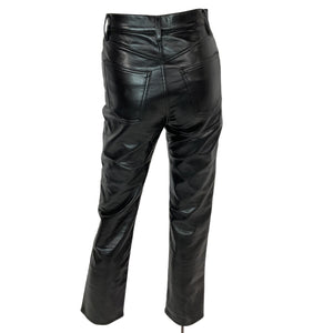 Agolde Fitted Black Recycled Leather 90s Pants Size 23