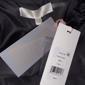 Loveshackfancy Leather Black Xander Jacket Size 6 NWT