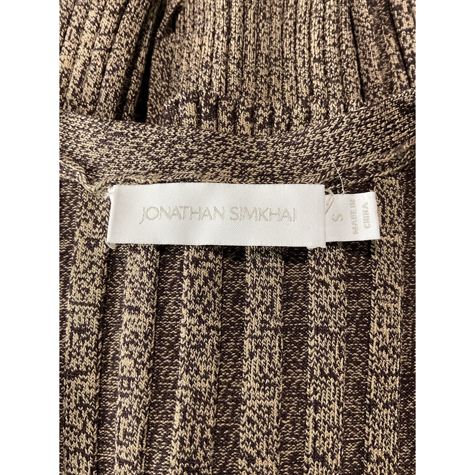 Simkhai 'Autumn' Brown Rayon Compact Rib-Knit Henley Size S