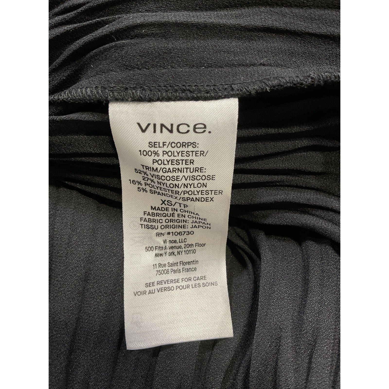 Vince Crushed Black Satin Mock Neck Top Size XS