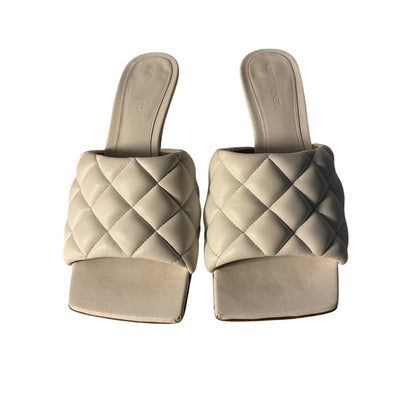 Bottega Veneta Padded White Mule Heels Size 37 EU / US 7