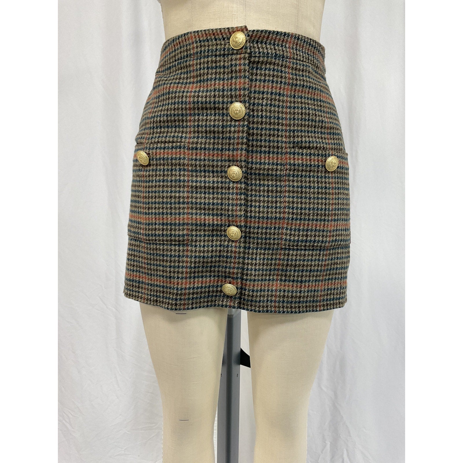 L'Agence 'Zander' Blue Polyester Plaid Mini Skirt Size 2