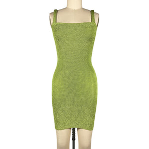 Bond-Eye Crinkle Citron Shimmer Drew Mini Dress NWT