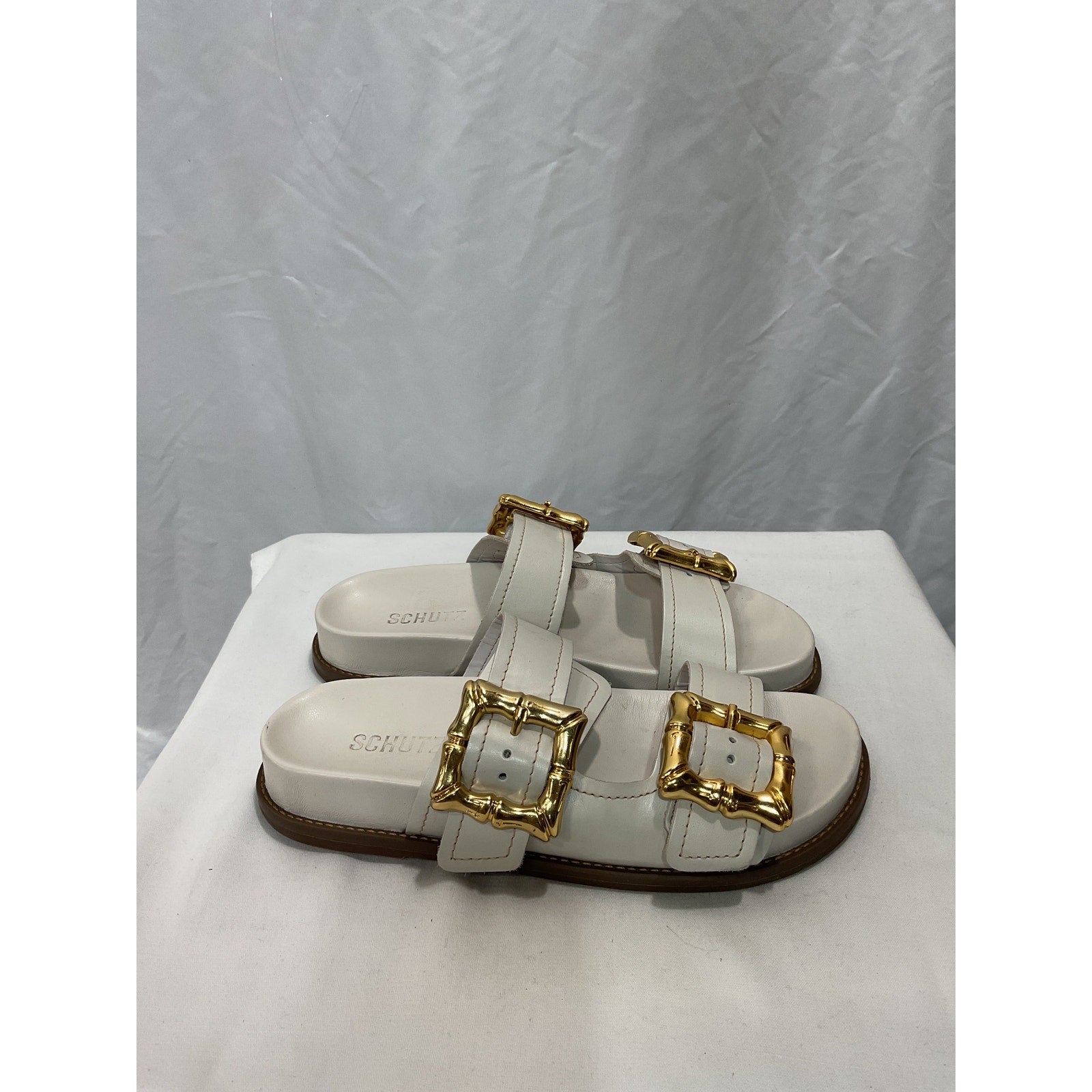 Schutz 'Enola Sporty' White Leather Sandal Size 6.5