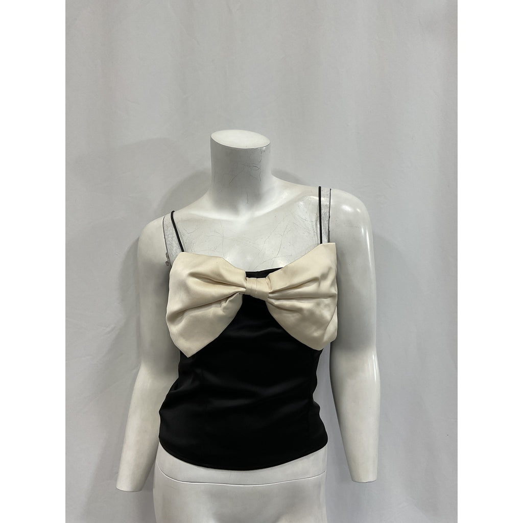 Reformation 'Natalie' Black Acetate Satin Top Size 4