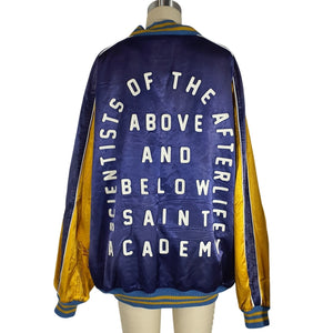 Saint Michael Satin Blue Academy Bomber Jacket Size XL