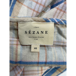 Sézane Checked Blue And White Ellen Dress Size L