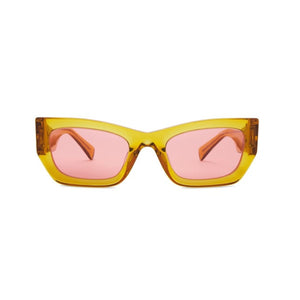 Miu Miu Bold Gold Rectangle Frame Sunglasses