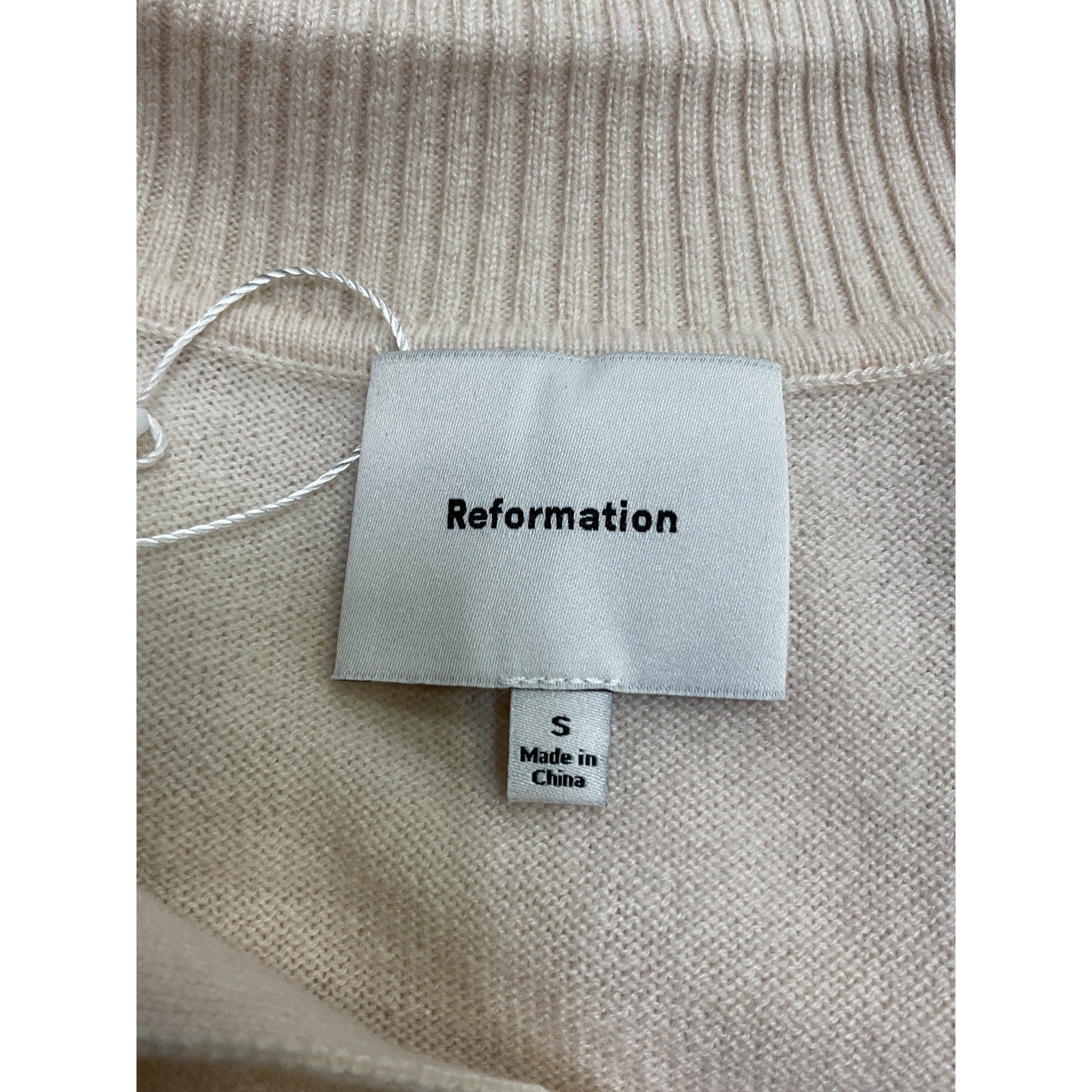 Reformation 'Louise' Cream Cashmere Polo Sweater Size S