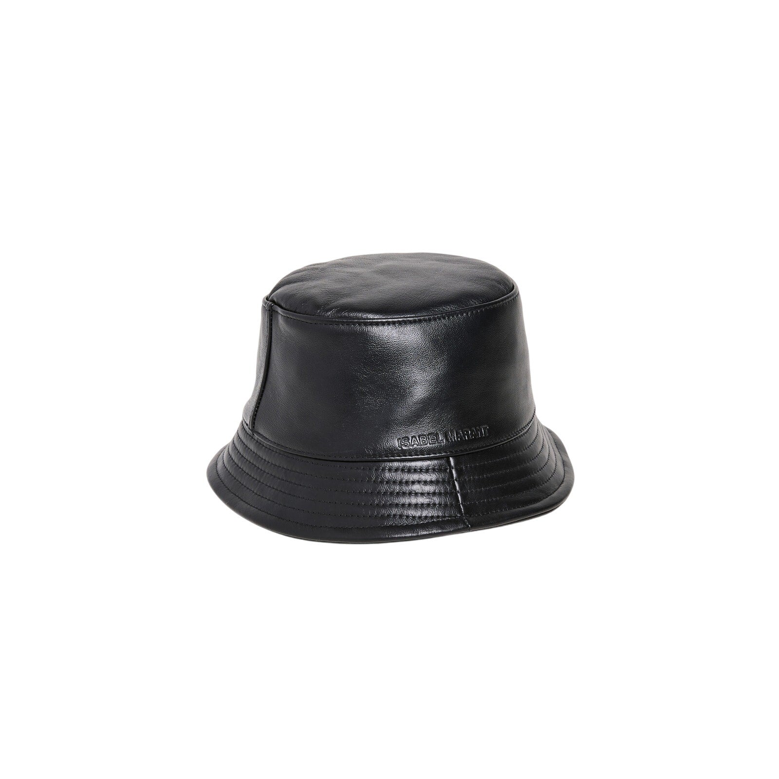 Isabel Marant 'Haley' Black Leather Bucket Hat Size 57