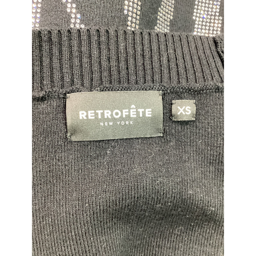 Retrofete 'Natalya' Black Knit Crystal Embellished Cardigan Size XS