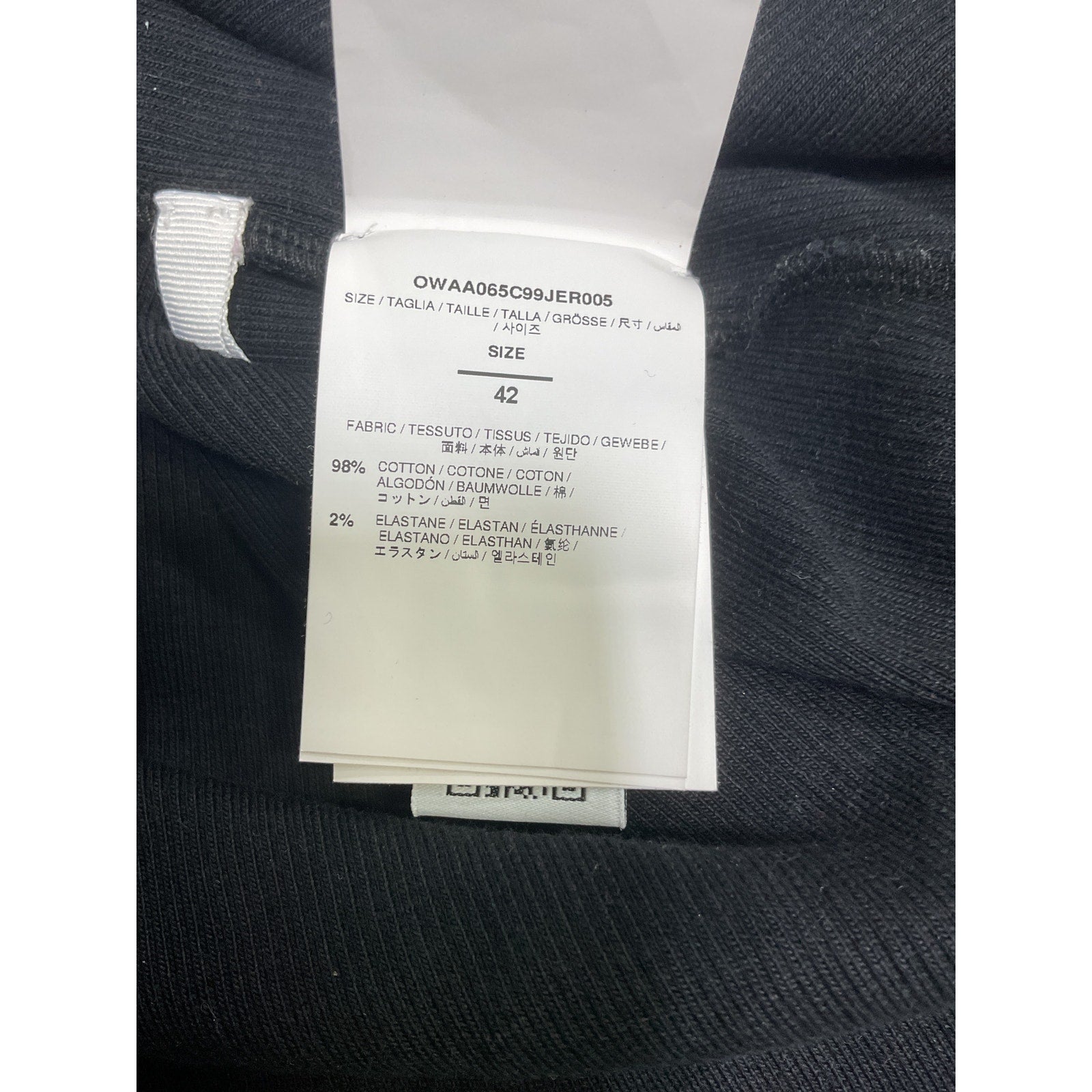 Off-White 'Basic' Black Cotton Ribbed Tee Size 42