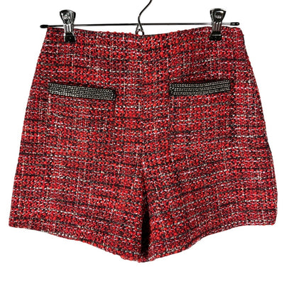 Maje Tweed Red Italete Shorts Size 36 FR / 4 US