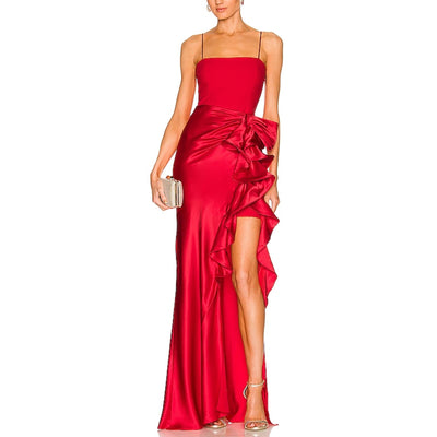 Cinq à Sept Ruffled Pimento Red Drina Gown Size 6