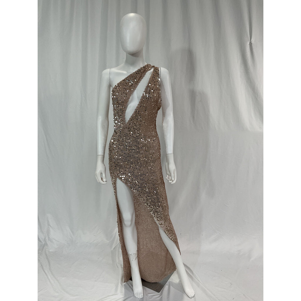 Retrofete 'Candice' Pink One Shoulder Sequin Embellished Dress Size M