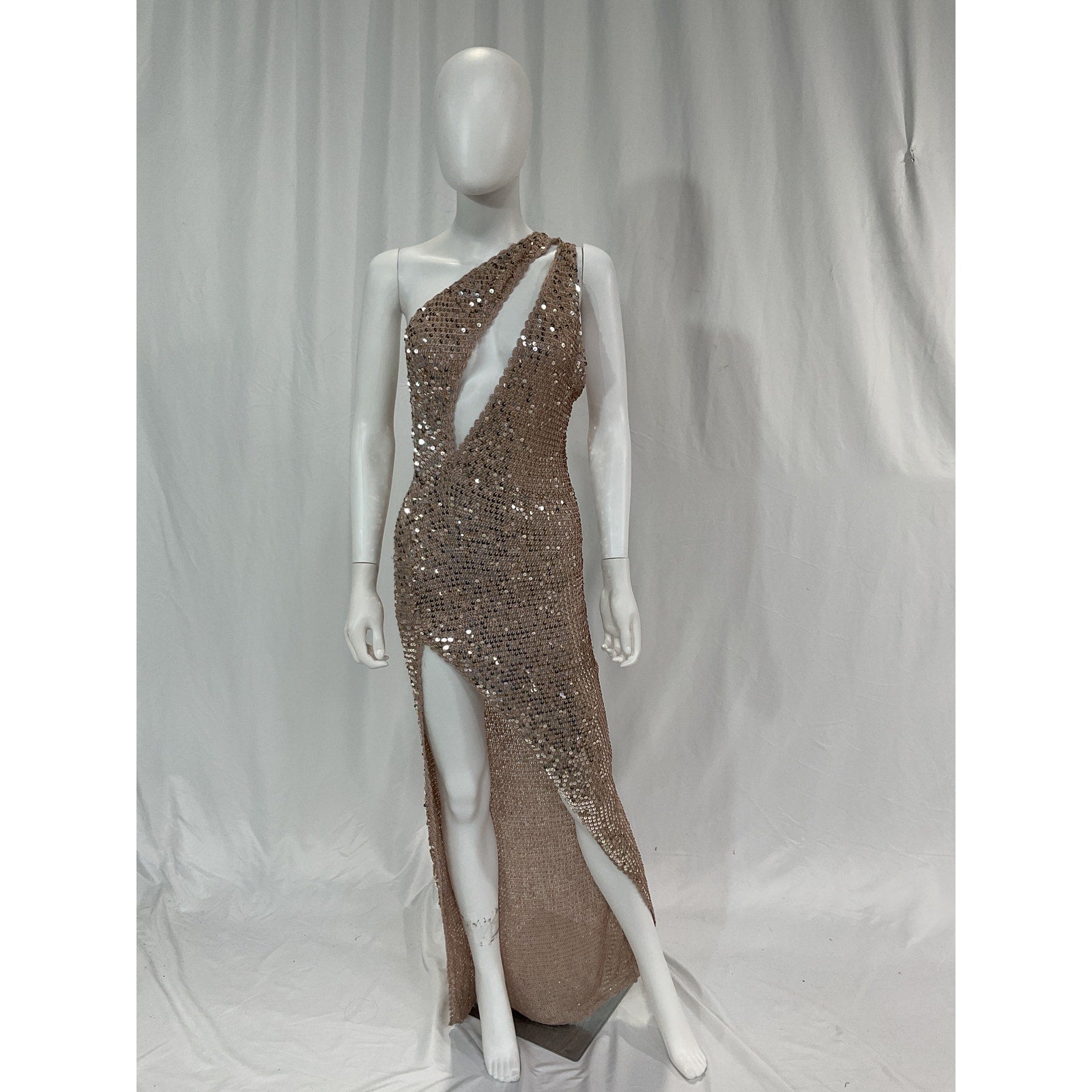 Retrofete 'Candice' Pink One Shoulder Sequin Embellished Dress Size M